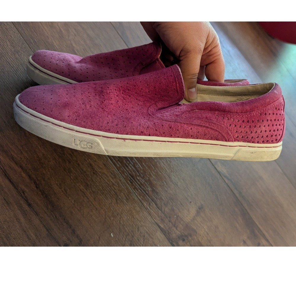 UGG Jass Magenta Pink Perforated Suede Slip On Sneakers Shoes 1011250 Womens 8.5 - Picture 6 of 8